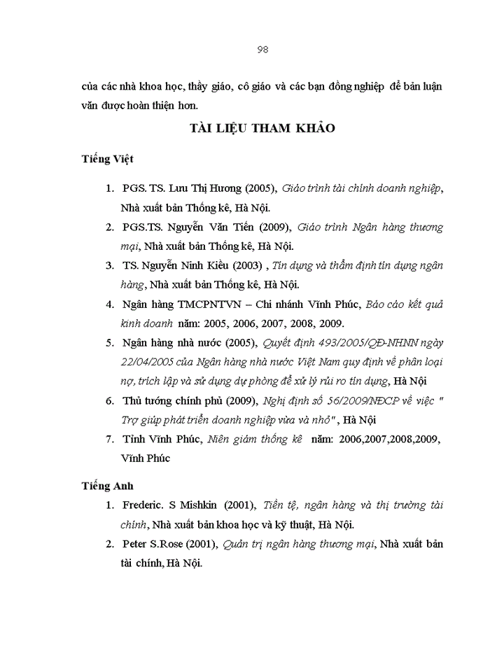 image for page Nâng cao chất lượng tín dụng đối với doanh nghiệp vừa và nhỏ tại Ngân hàng thương mại cổ phần Ngoại thương Việt Nam - Chi Nhánh Vĩnh Phúc