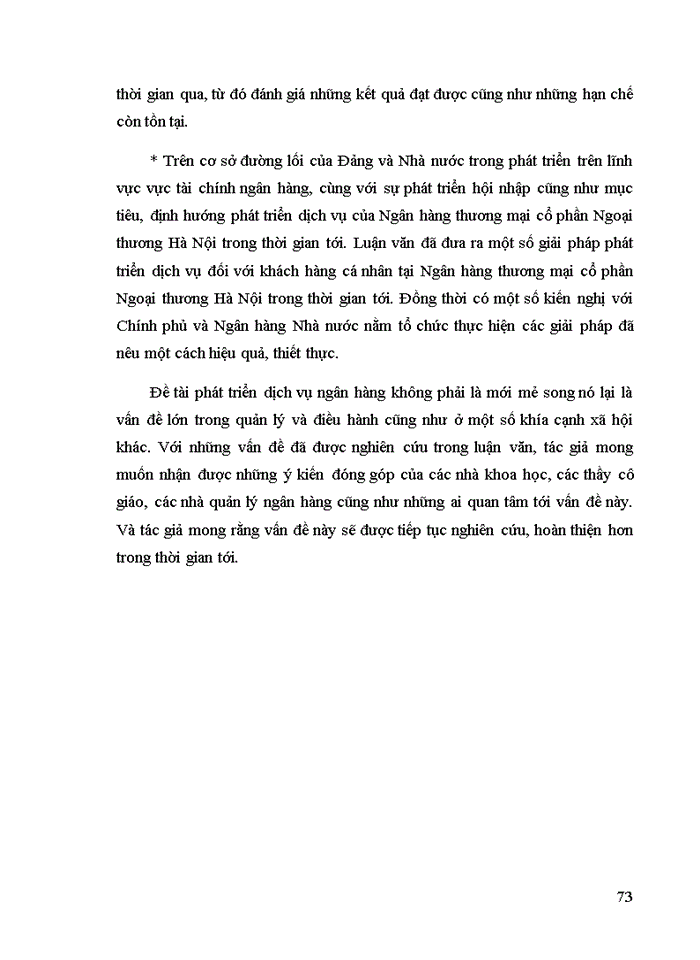 image for page Phát triển dịch vụ khách hàng cá nhân tại Ngân hàng thương mại cổ phần ngoại thương Việt Nam chi nhánh Hà Nội