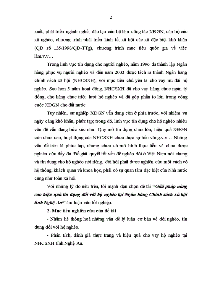 image for page Giải pháp nâng cao hiệu quả tín dụng đối với hộ nghèo tại Ngân hàng Chính sách xã hội tỉnh Nghệ An