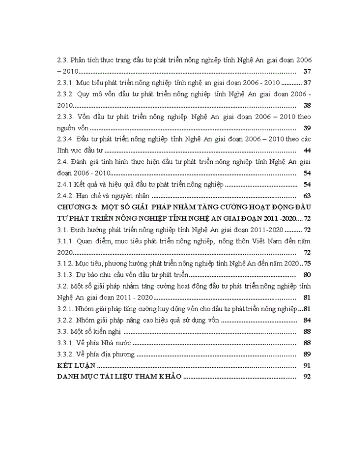 Đầu tư phát triển nông nghiệp tỉnh Nghệ An giai đoạn 2006 -2020 : thực trạng và giải pháp