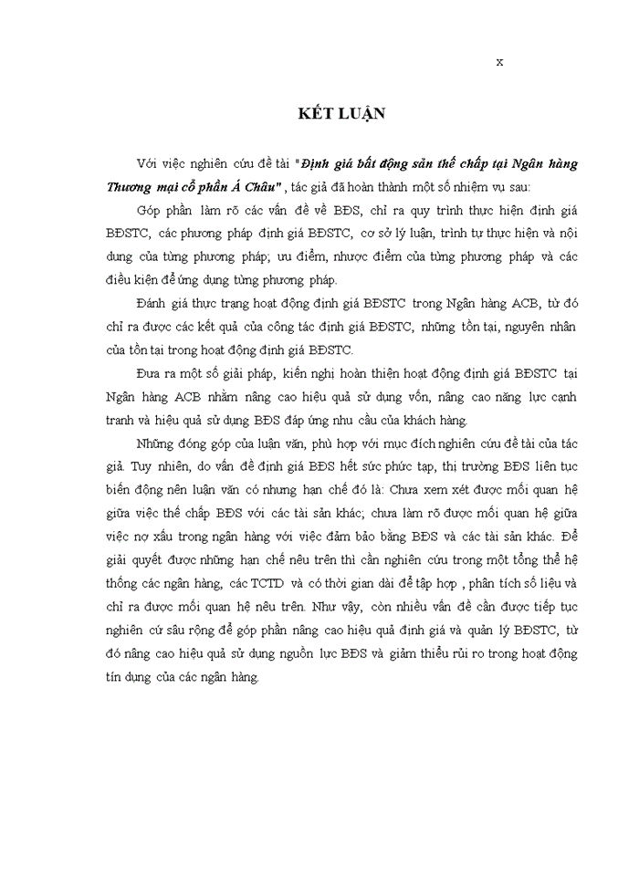 image for page Định giá bất động sản thế chấp tại ngân hàng thương mại cổ phần Á Châu