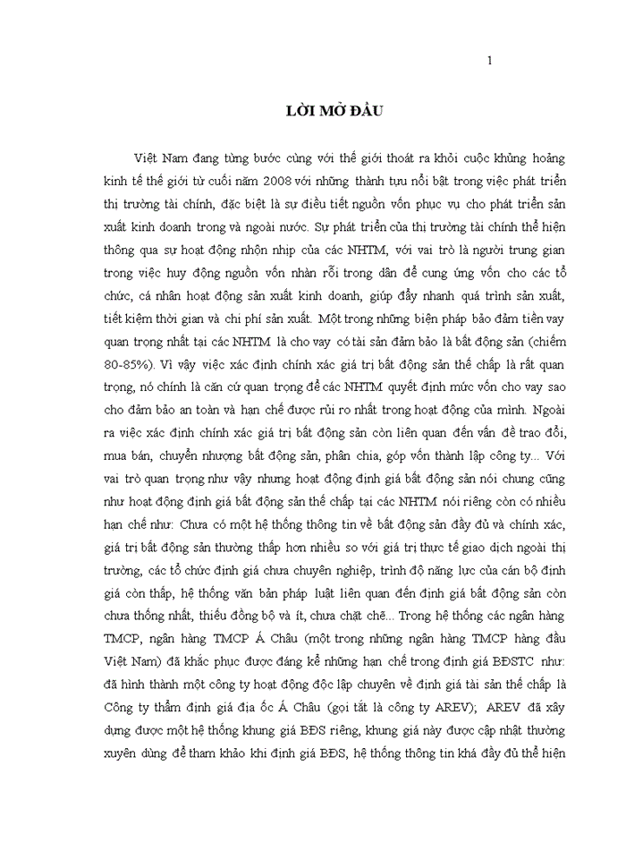 image for page Định giá bất động sản thế chấp tại ngân hàng thương mại cổ phần Á Châu