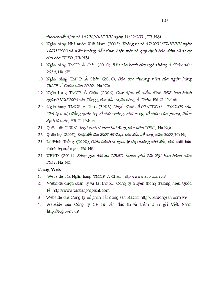 image for page Định giá bất động sản thế chấp tại ngân hàng thương mại cổ phần Á Châu