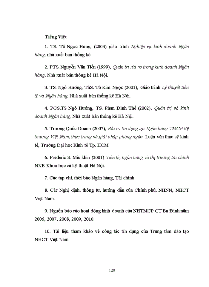 image for page Quản lý rủi ro tín dụng tại Ngân hàng TMCP Công thương Việt Nam – Chi nhánh Ba Đình