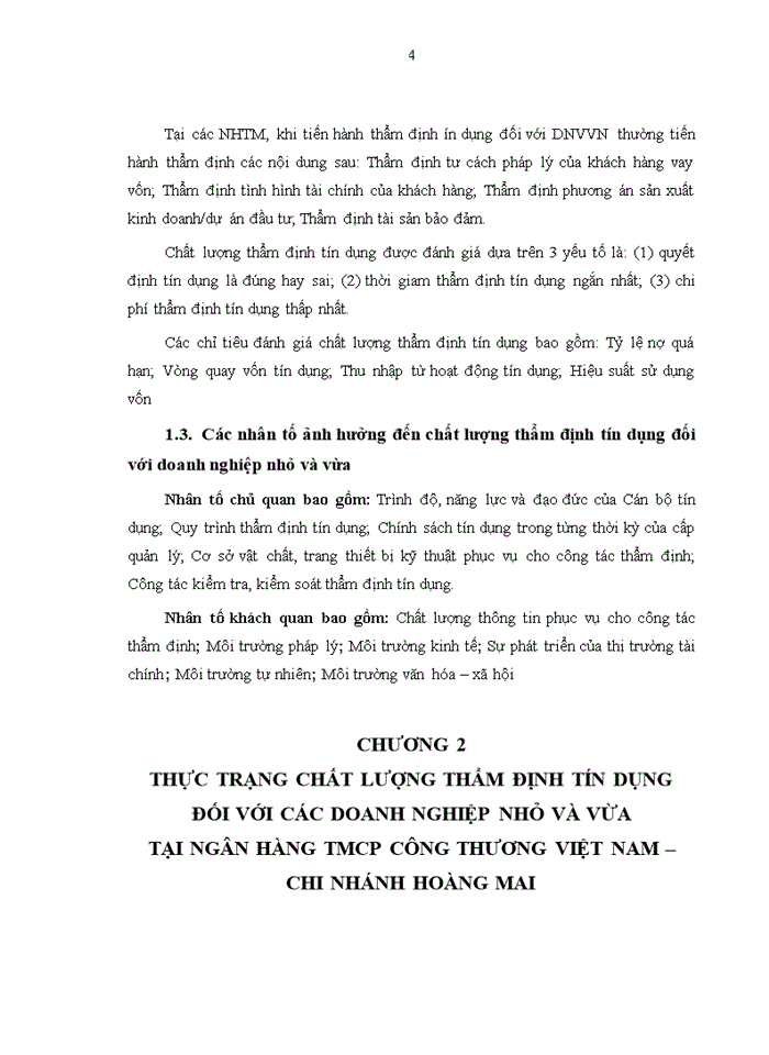 image for page Nâng cao chất lượng thẩm định tín dụng đối với doanh nghiệp vừa và nhỏ tại Ngân hàng TMCP công thương Việt Nam – Chi nhánh Hoàng Mai