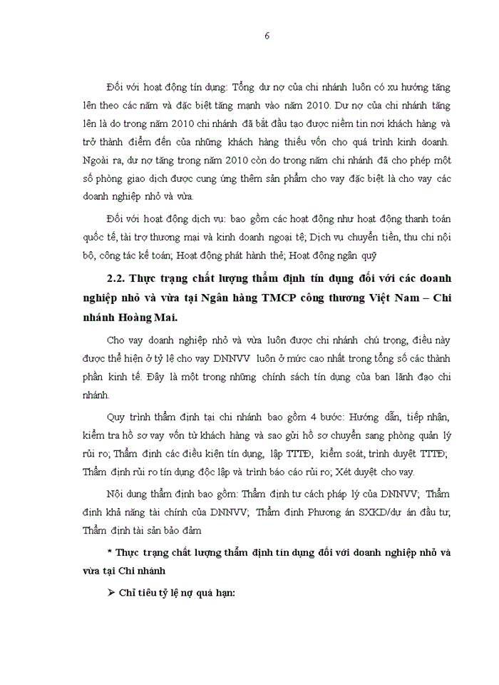 image for page Nâng cao chất lượng thẩm định tín dụng đối với doanh nghiệp vừa và nhỏ tại Ngân hàng TMCP công thương Việt Nam – Chi nhánh Hoàng Mai