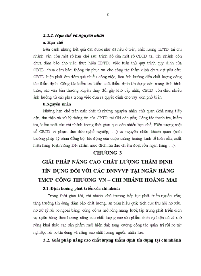 image for page Nâng cao chất lượng thẩm định tín dụng đối với doanh nghiệp vừa và nhỏ tại Ngân hàng TMCP công thương Việt Nam – Chi nhánh Hoàng Mai