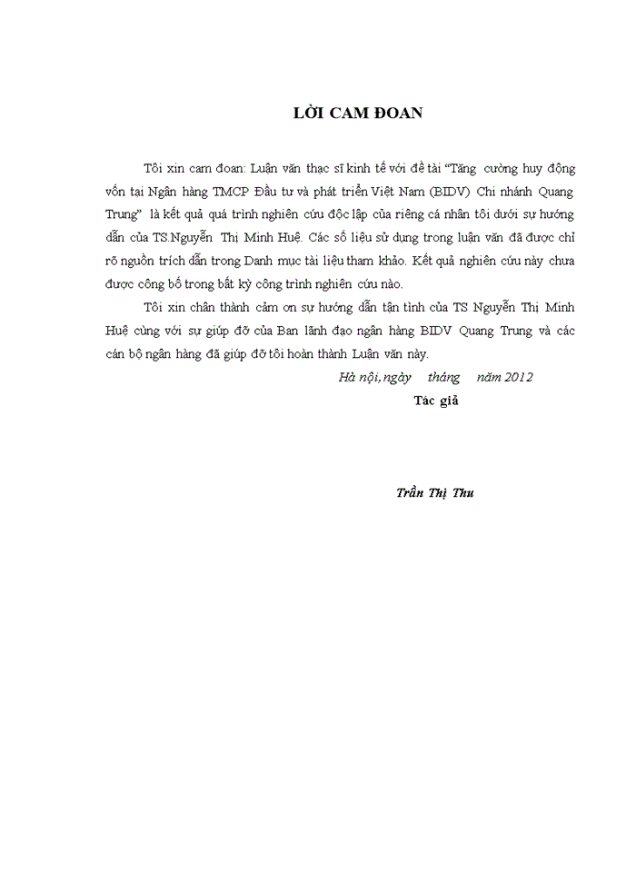 image for page Tăng cường huy động vốn tại ngân hàng TMCP ĐT&PT VIỆT NAM (BIDV) chi nhánh QUANG TRUNG