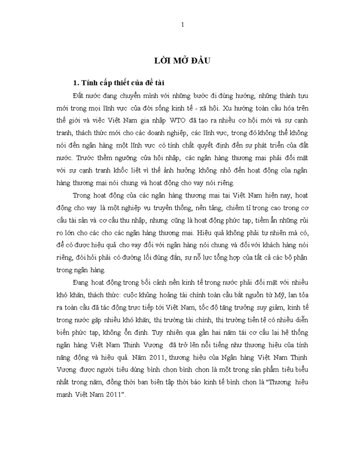 image for page Nâng cao hiệu quả cho vay tại ngân hàng TMCP Việt Nam Thịnh Vượng - Chi nhánh Hà Nội