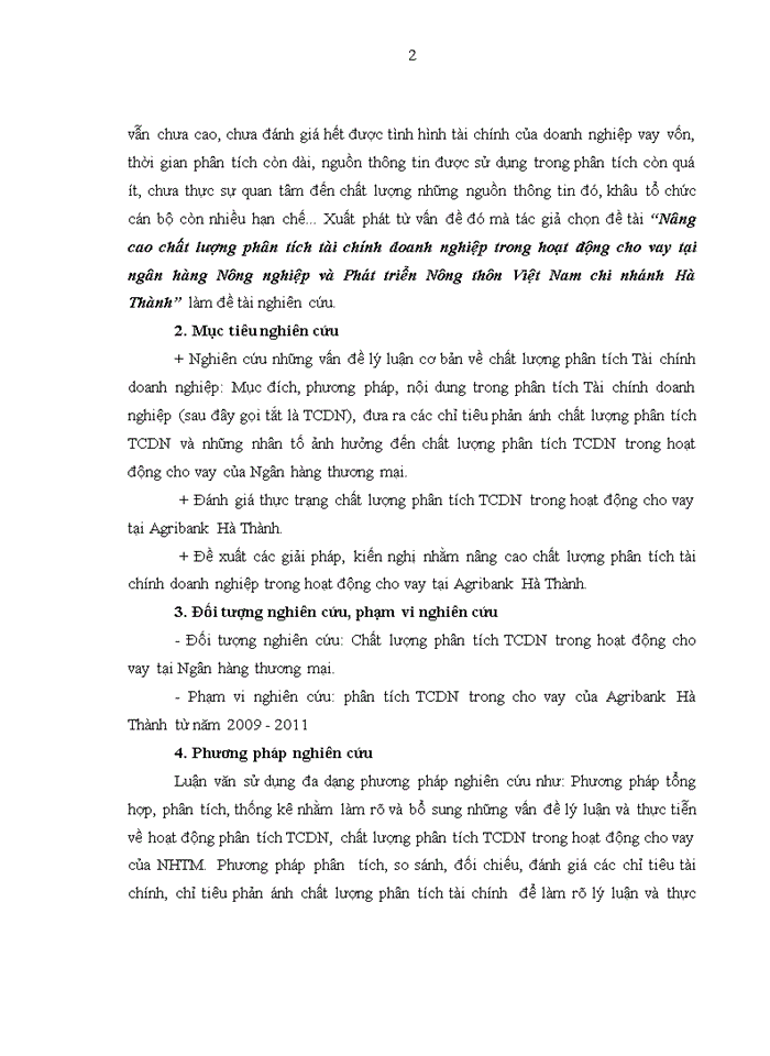 image for page Nâng cao chất lượng phân tích tài chính doanh nghiệp trong hoạt động cho vay tại ngân hàng Nông nghiệp và Phát triển Nông thôn Việt Nam chi nhánh Hà Thành