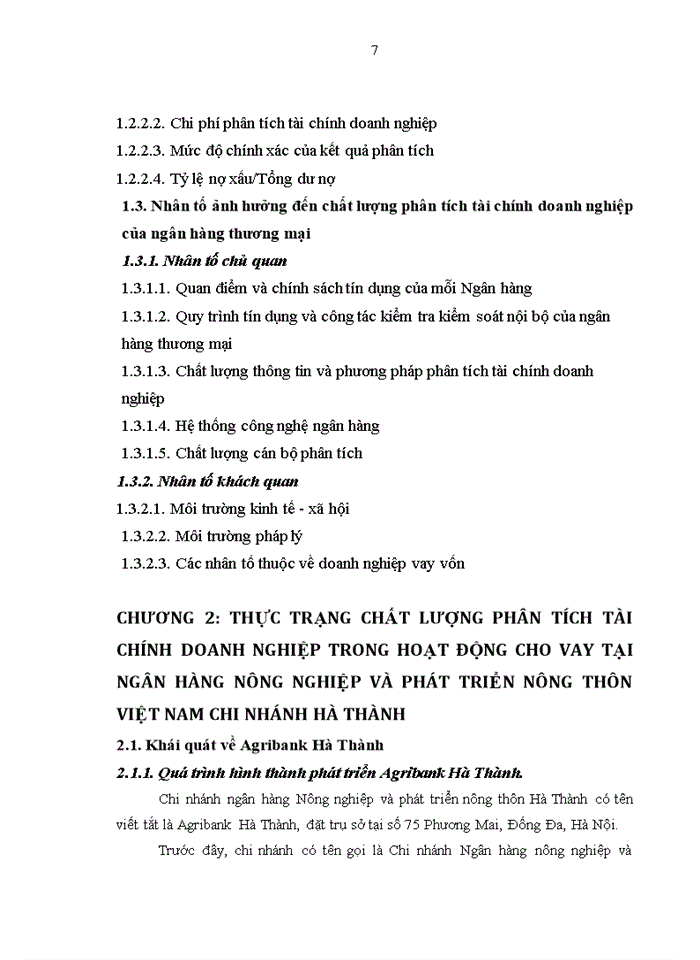 image for page Nâng cao chất lượng phân tích tài chính doanh nghiệp trong hoạt động cho vay tại ngân hàng Nông nghiệp và Phát triển Nông thôn Việt Nam chi nhánh Hà Thành