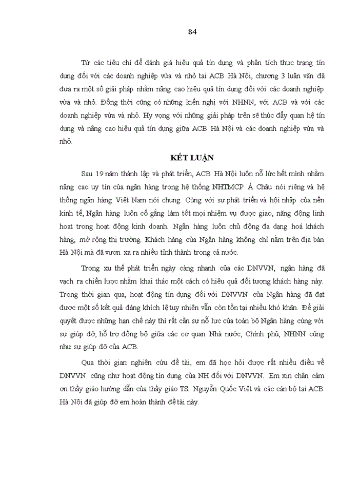 image for page Nâng cao hiệu quả tín dụng đối với các doanh nghiệp nhỏ và vừa của Ngân hàng thương mại cổ phần Á Châu tại Hà Nội