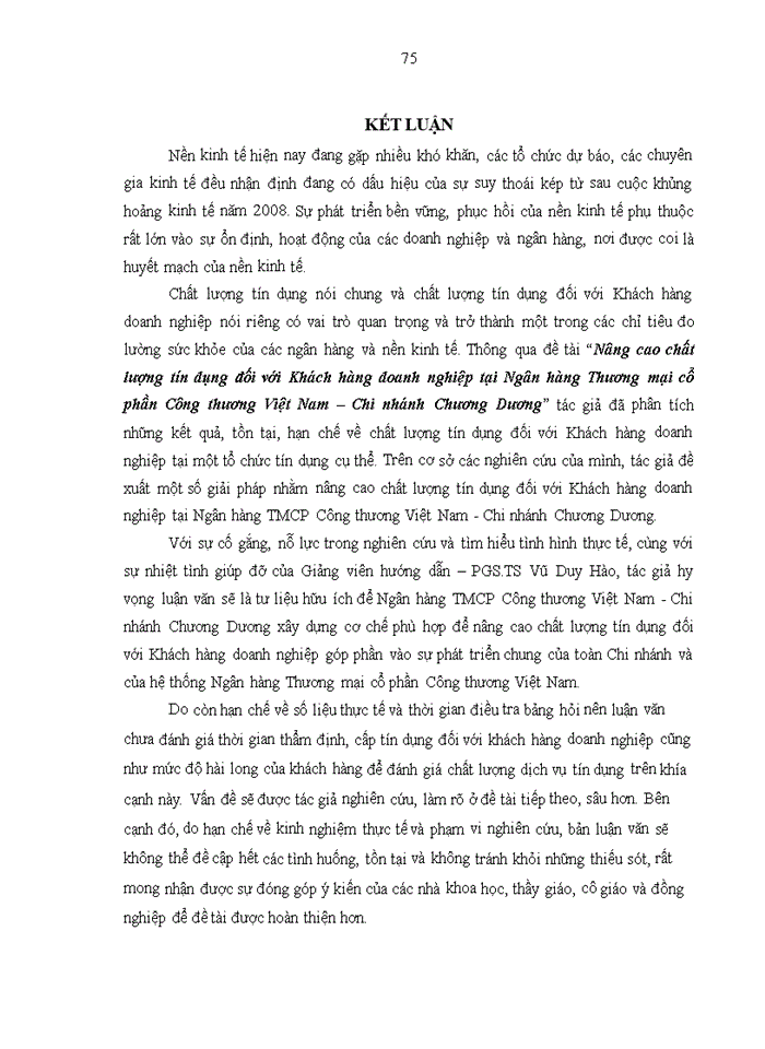 image for page Nâng cao chất lượng tín dụng đối với Khách hàng doanh nghiệp tại Ngân hàng Thương mại cổ phần Công thương Việt Nam – Chi nhánh Chương Dương