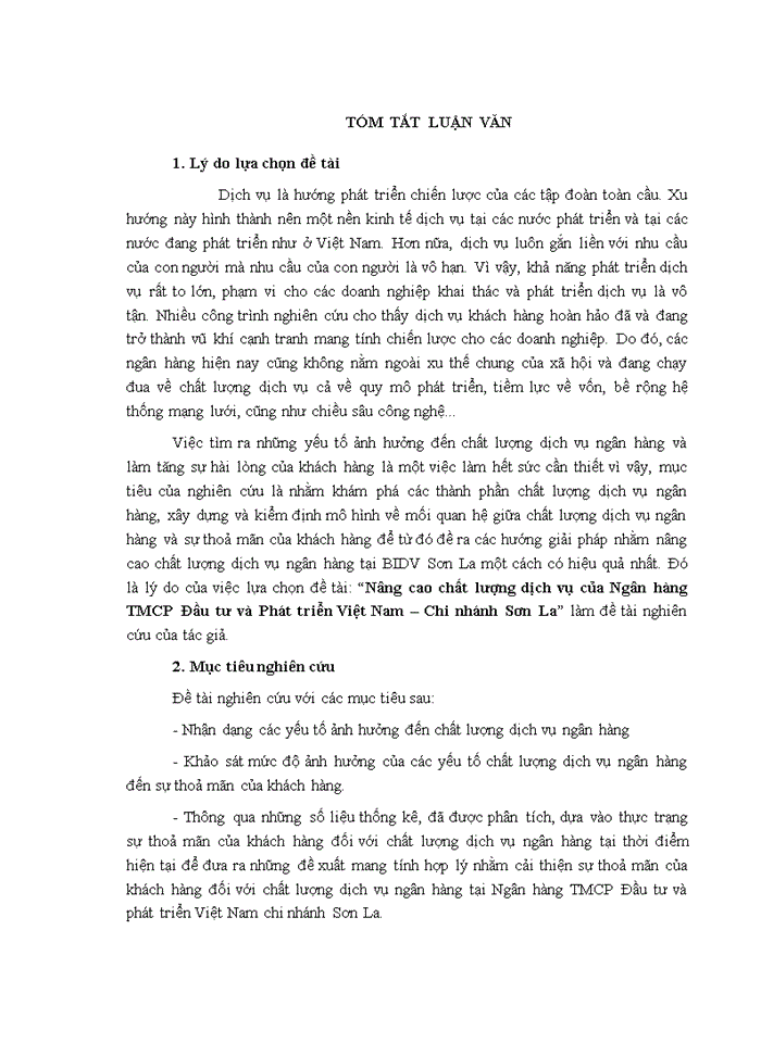 image for page Nâng cao chất lượng dịch vụ của Ngân hàng TMCP Đầu tư và Phát triển Việt Nam – Chi nhánh Sơn La
