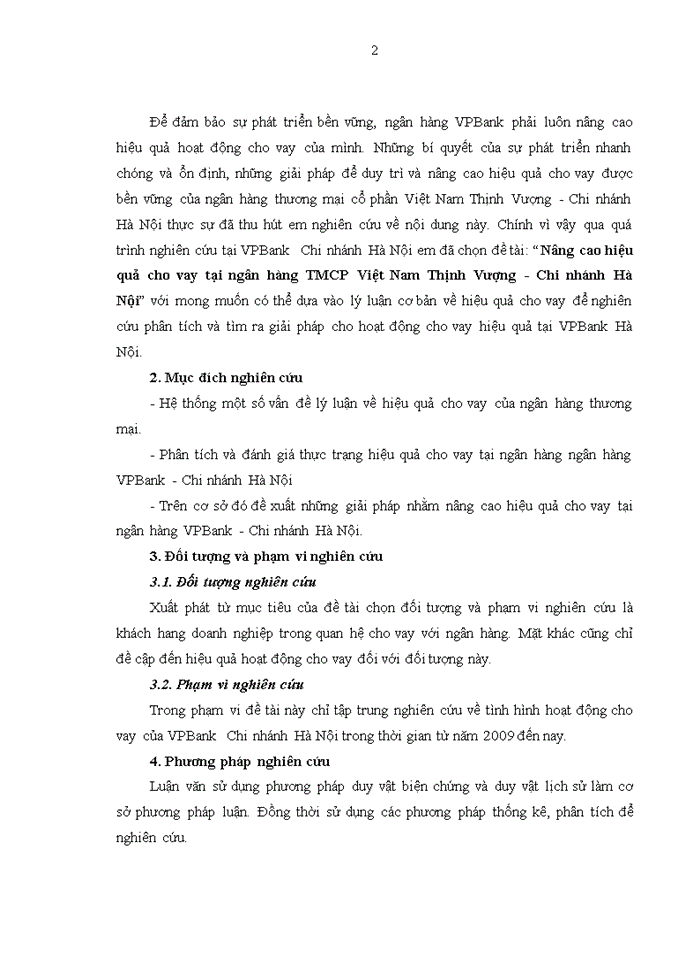 image for page Nâng cao hiệu quả cho vay tại ngân hàng TMCP Việt Nam Thịnh Vượng - Chi nhánh Hà Nội