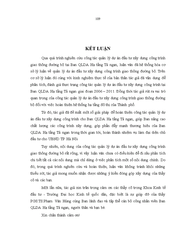 image for page Hoàn thiện công tác quản lý dự án xây dựng công trình giao thông đường bộ tại BQLDA Hạ tầng Tả Ngạn