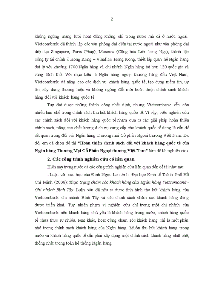 image for page Hoàn thiện chính sách đối với khách hàng quốc tế của Ngân hàng Thương Mại Cổ Phần Ngoại thương Việt Nam