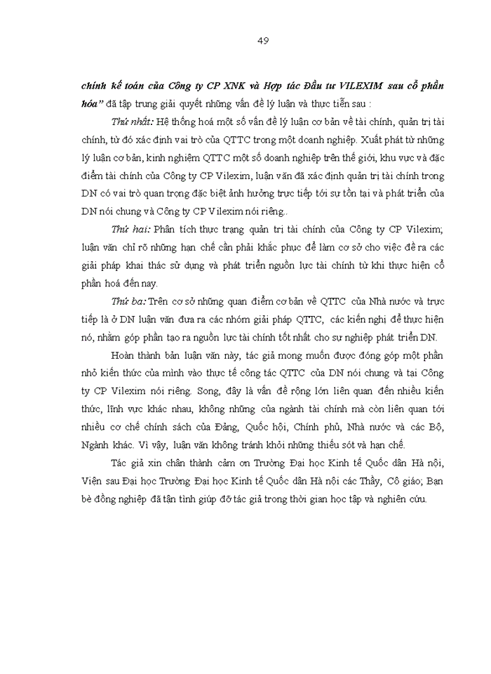 image for page Nâng cao năng lực quản trị Tài chính kế toán của Công ty CP XNK và Hợp tác Đầu tư VILEXIM sau cổ phần hóa