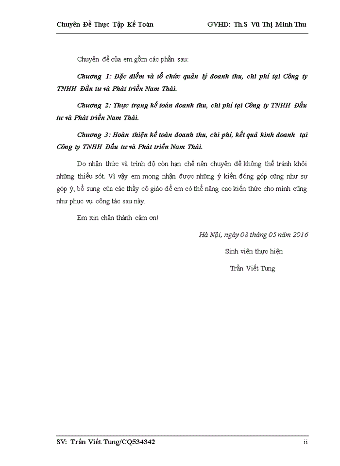 image for page Hoàn thiện kế toán doanh thu, chi phí và xác định kết quả kinh doanh tại Công ty TNHH Đầu tư và Phát triển Nam Thái