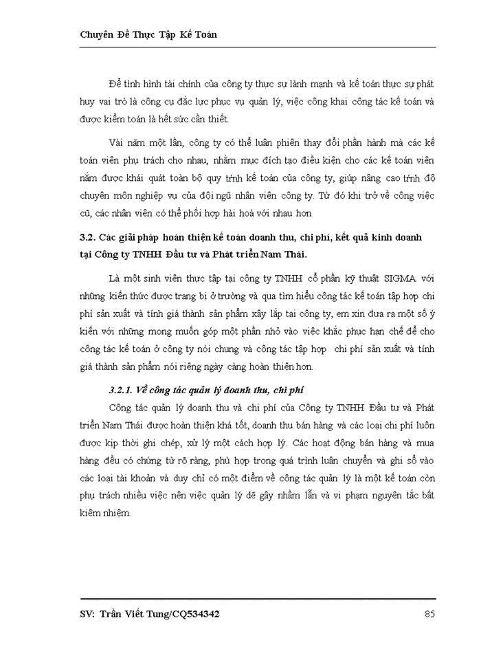 image for page Hoàn thiện kế toán doanh thu, chi phí và xác định kết quả kinh doanh tại Công ty TNHH Đầu tư và Phát triển Nam Thái