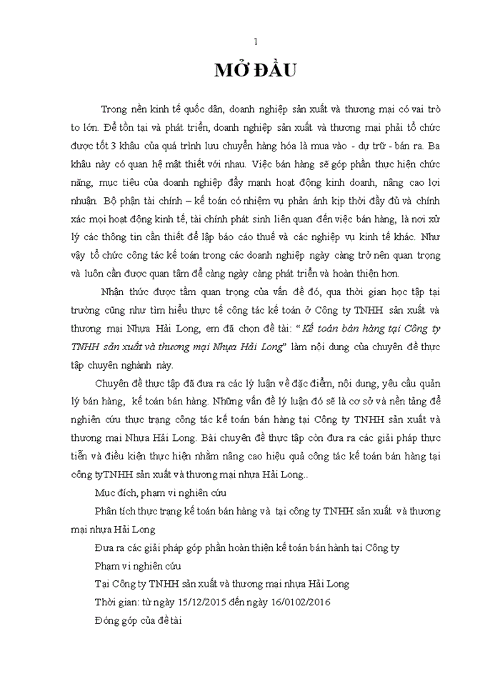 image for page Kế toán bán hàng tại Công ty TNHH sản xuất và thương mại Nhựa Hải Long