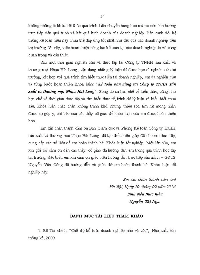 image for page Kế toán bán hàng tại Công ty TNHH sản xuất và thương mại Nhựa Hải Long