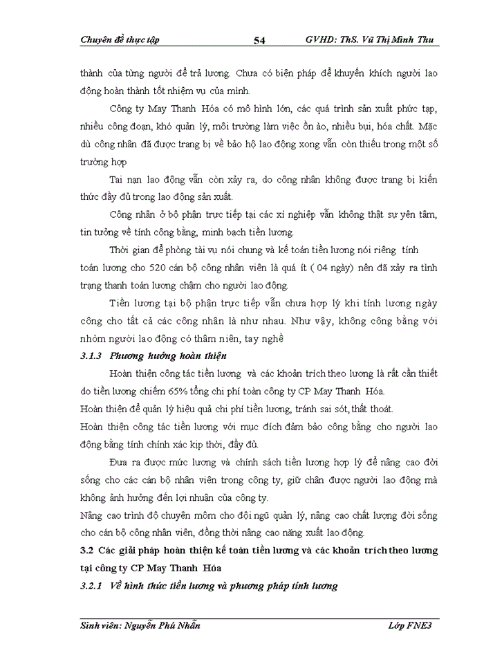 image for page Hoàn thiện kế toán tiền lương và các khoản trích theo lương tại công ty cổ phần may thanh hoá