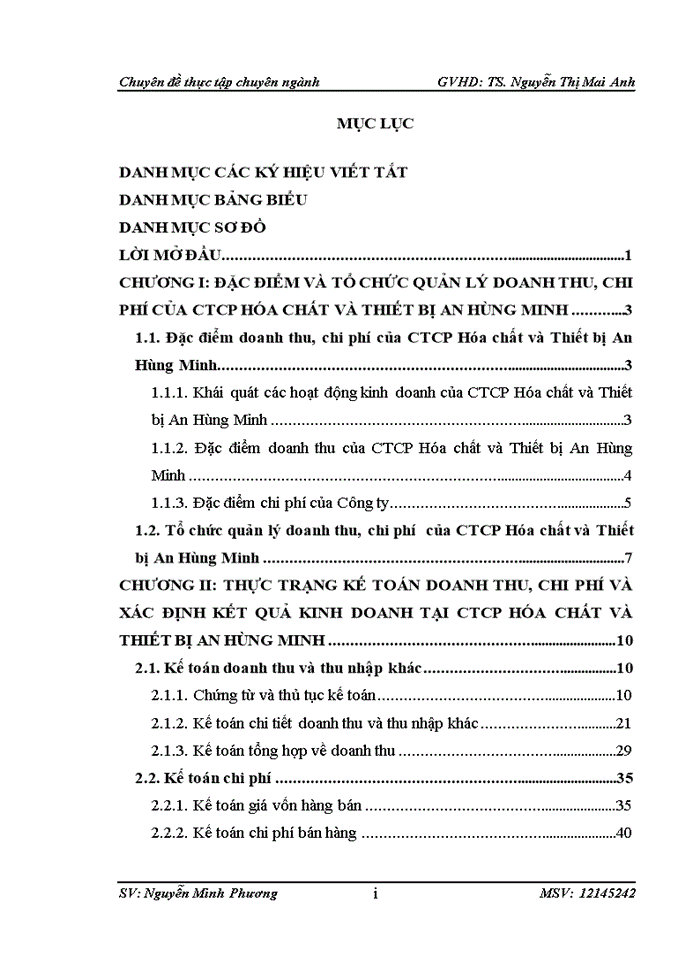 Hoàn thiện kế toán doanh thu, chi phí và kết quả kinh doanh tại ctcp an hùng minh