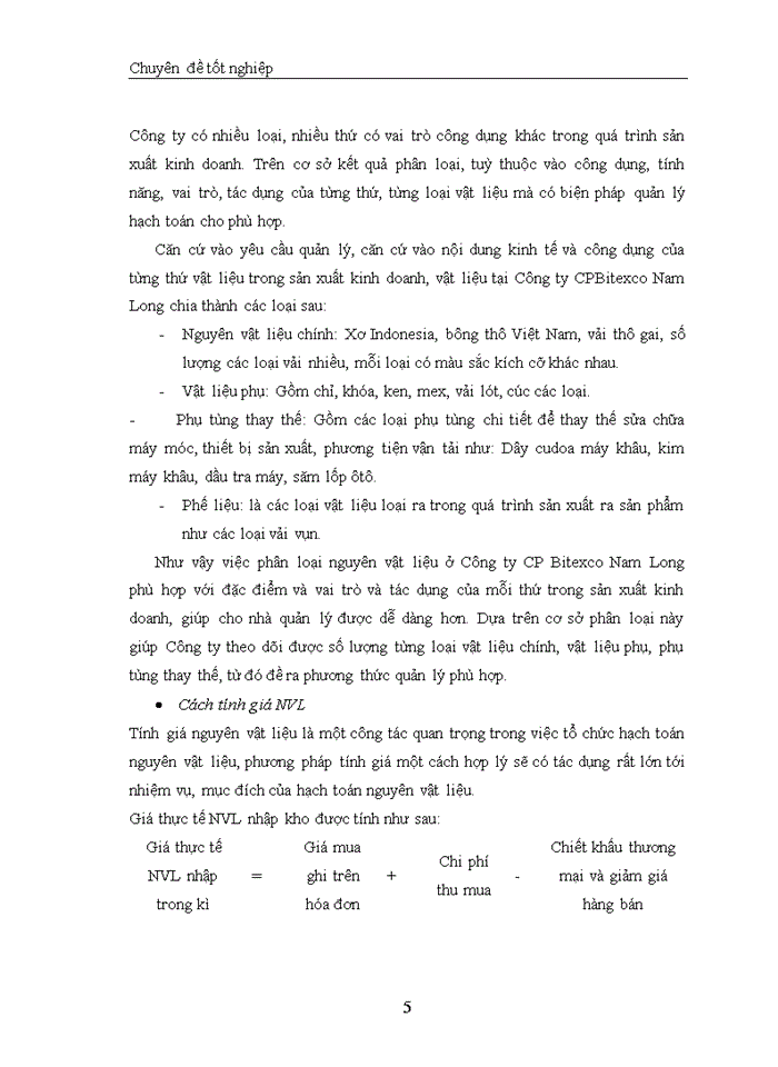 image for page Thực trạng về công tác kế toán nguyên vật liệu- công cụ dụng cụ tại Công ty CP Bitexco Nam Long.