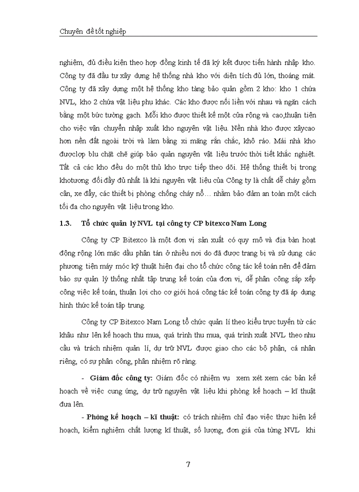 image for page Thực trạng về công tác kế toán nguyên vật liệu- công cụ dụng cụ tại Công ty CP Bitexco Nam Long.