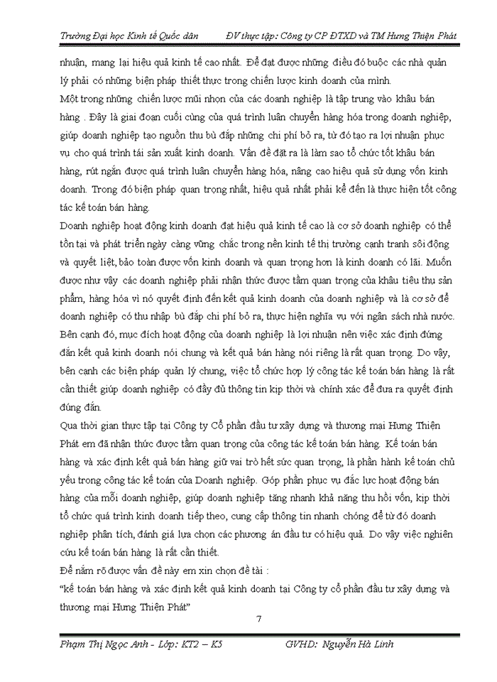 image for page Thực trạng kế toán bán hàng và xác định kết quả kinh doanh tại Công ty cổ phần đầu tư xây dựng và thương mại Hưng Thiện Phát