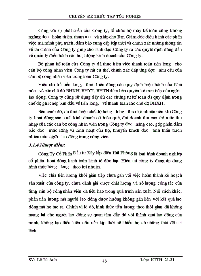 image for page Tổ chức kế toán tiền lương và các khoản trích theo lương tại Công ty cổ phần Đầu tư Xây lắp điện Hải Phòng