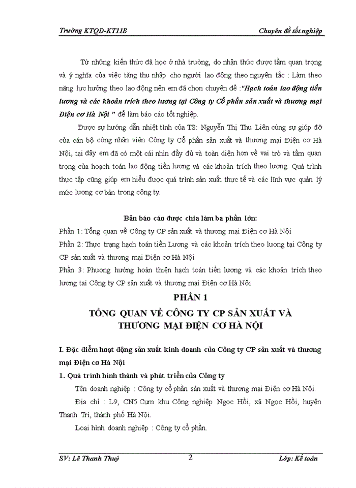 image for page Hạch toán lao động tiền lương và các khoản trích theo lương tại Công ty Cổ phần sản xuất và thương mại Điện cơ Hà Nội