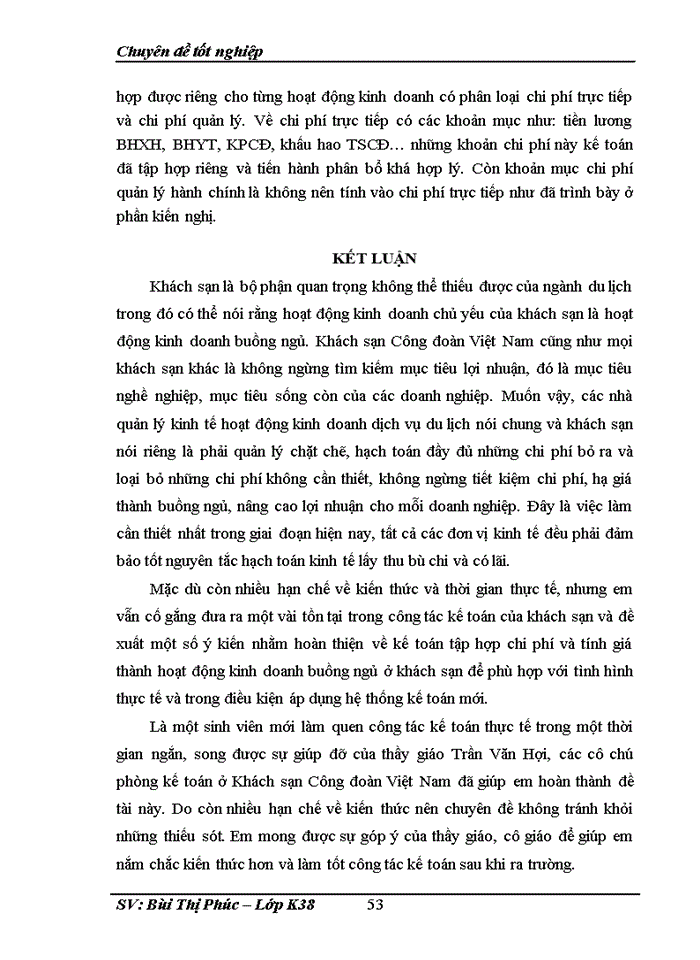 image for page Kế toán tập hợp chi phí và tính giá thành kinh doanh buồng ngủ ở khách sạn Công Đoàn Việt Nam