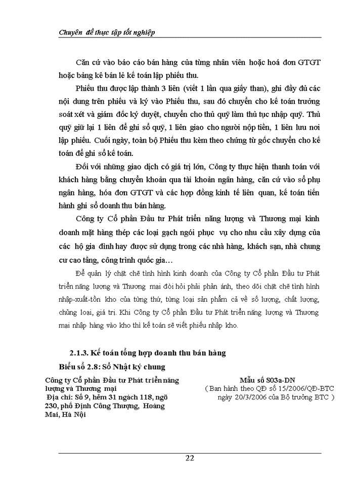 image for page Hoàn thiện kế toán bán hàng và xác định kết quả bán hàng tại Công ty Cổ phần Đầu tư Phát triển năng lượng và Thương mại