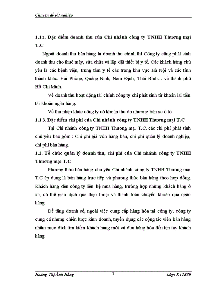 image for page Hoàn thiện kế toán doanh thu, chi phí và xác định kết quả kinh doanh tại Chi nhánh Công ty TNHH Thương mại T.C