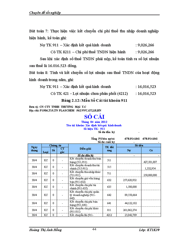 image for page Hoàn thiện kế toán doanh thu, chi phí và xác định kết quả kinh doanh tại Chi nhánh Công ty TNHH Thương mại T.C