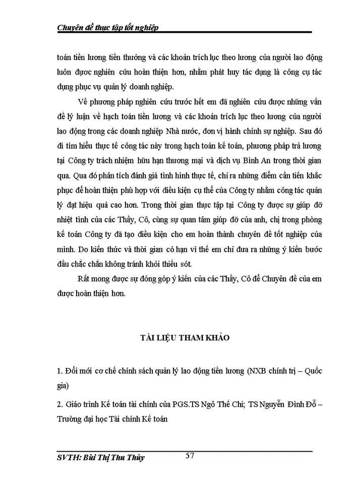 image for page Kế toán tiền lương và các khoản trích theo lương tại Công ty trách nhiệm hữu hạn thương mại và dịch vụ Bình An