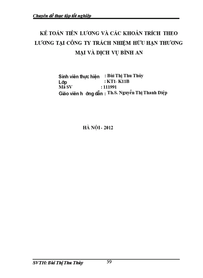 image for page Kế toán tiền lương và các khoản trích theo lương tại Công ty trách nhiệm hữu hạn thương mại và dịch vụ Bình An