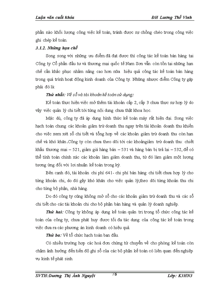 image for page Kế toán bán hàng và xác định kết quả kinh doanh tại Công ty cổ phần đầu tư và thương mại quốc tế Nam Sơn