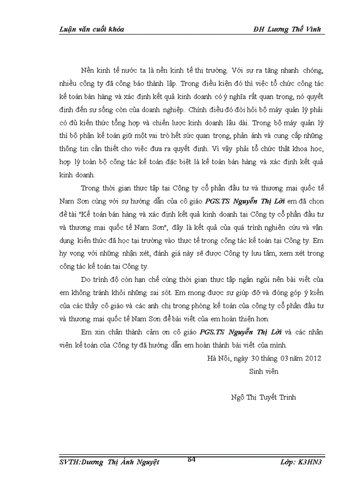 image for page Kế toán bán hàng và xác định kết quả kinh doanh tại Công ty cổ phần đầu tư và thương mại quốc tế Nam Sơn