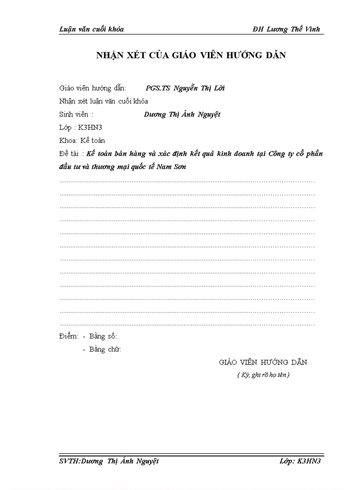 image for page Kế toán bán hàng và xác định kết quả kinh doanh tại Công ty cổ phần đầu tư và thương mại quốc tế Nam Sơn