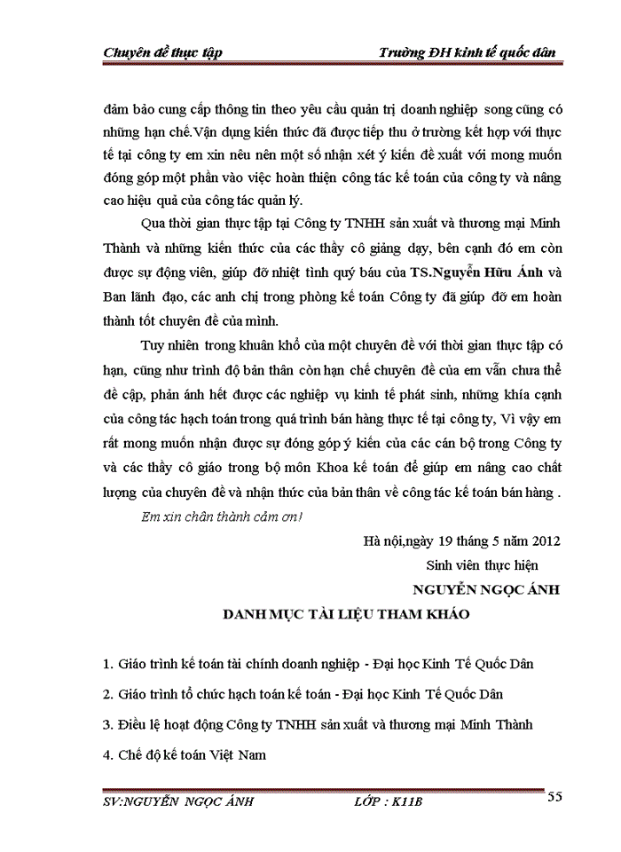 image for page Tổ chức công tác kế toán bán hàng và xác định kết quả bán hàng tại Công ty TNHH sản xuất và thương mại Minh Thành