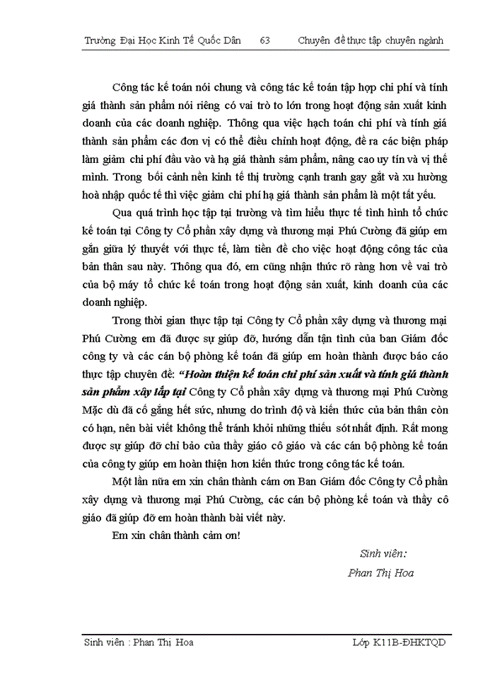 image for page Hoàn thiện kế toán chi phí sản xuất và tính giá thành sản phẩm xây lắp tại Công ty Cổ phần xây dựng và thương mại Phú Cường