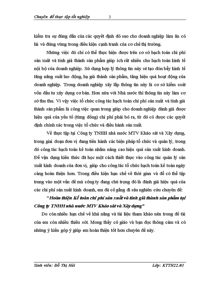 image for page Hoàn thiện Kế toán chi phí sản xuất và tính giá thành sản phẩm tại Công ty TNHH nhà nước MTV Khảo sát và Xây dựng