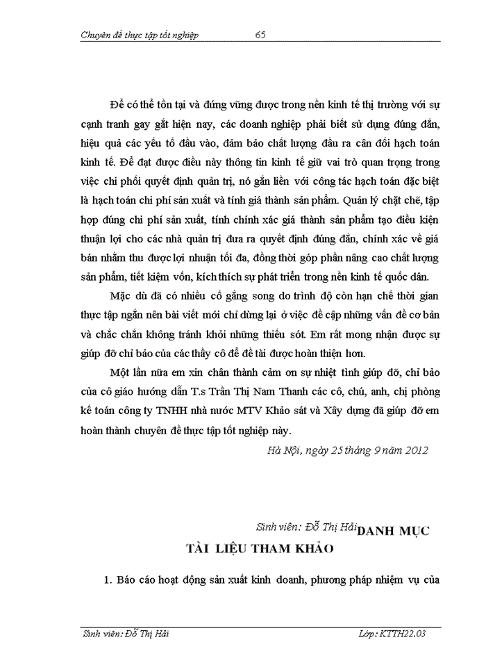 image for page Hoàn thiện Kế toán chi phí sản xuất và tính giá thành sản phẩm tại Công ty TNHH nhà nước MTV Khảo sát và Xây dựng