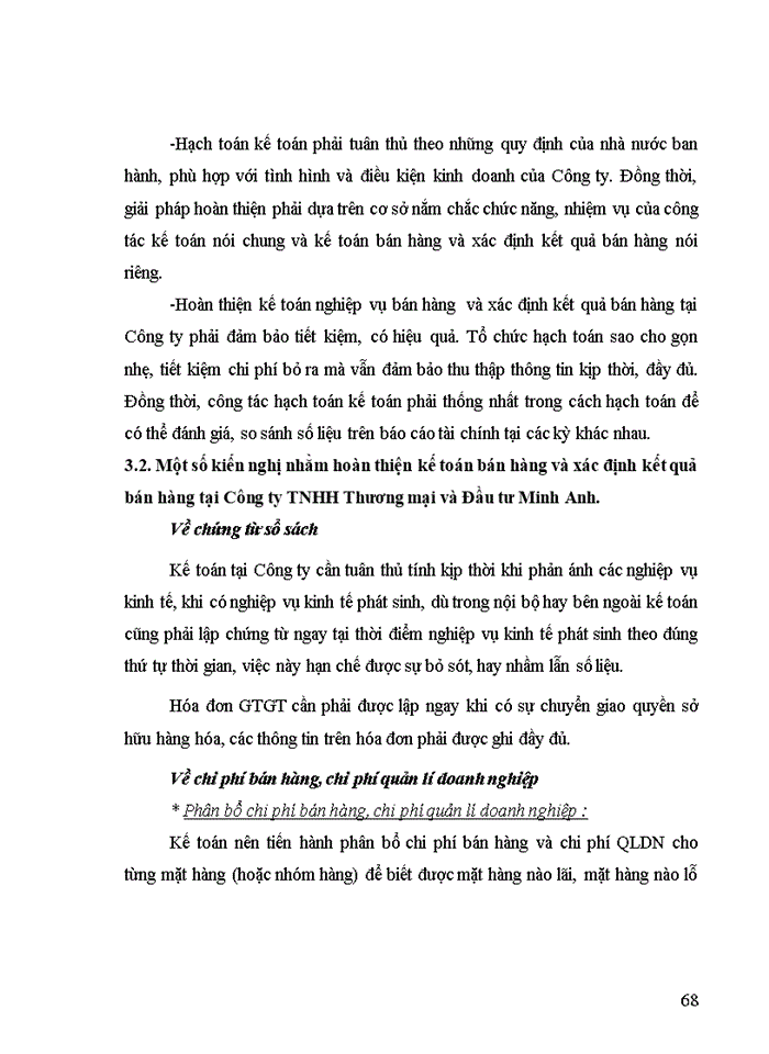 image for page Hoàn thiện kế toán bán hàng và xác định kết quả bán hàng tại Công ty TNHH Thương mại và Đầu tư Minh Anh