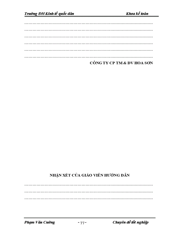 image for page Hoàn thiện kế toán bán hàng và xác định kết quả bán hàng tại Công ty Cổ Phần Thương Mại và Dịch Vụ Hoa Sơn