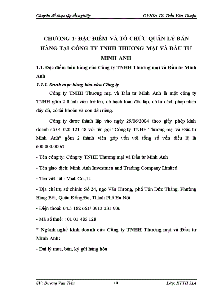 image for page Hoàn thiện kế toán bán hàng và xác định kết quả bán hàng tại Công ty TNHH Thương mại và Đầu tư Minh Anh