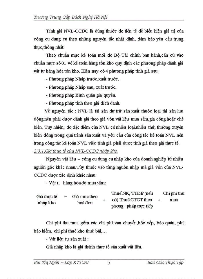 image for page Hạch toán nguyên vật liệu - công cụ, dụng cụ tại công ty Cổ phần dược liệu Hà Nội